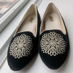 Birdie's Goldfinch Black Velvet Slippers Size 7